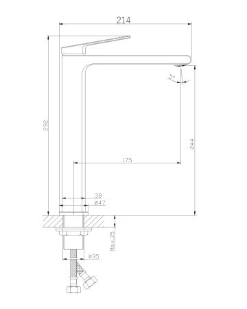 Смеситель для накладной раковины однорычажный высокий Orange Gauss M30-121b черный